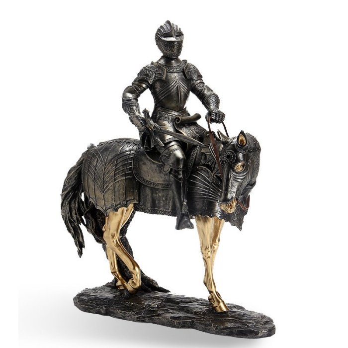 歐式中世紀仿銅騎士擺件 創意客廳吧ktv羅馬騎士盔甲擺件工藝品Y9739