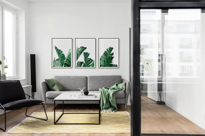 北歐現代植物葉子風景裝飾畫畫芯客廳餐廳掛畫(3款可選)