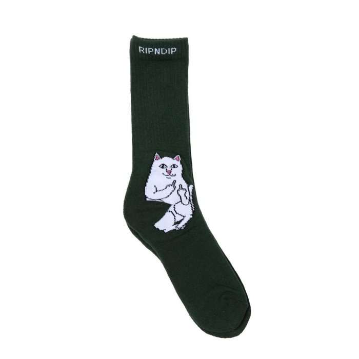 { POISON } RIPNDIP LORD NERMAL SOCKS HUNTER GREEN 深綠中指貓中筒襪