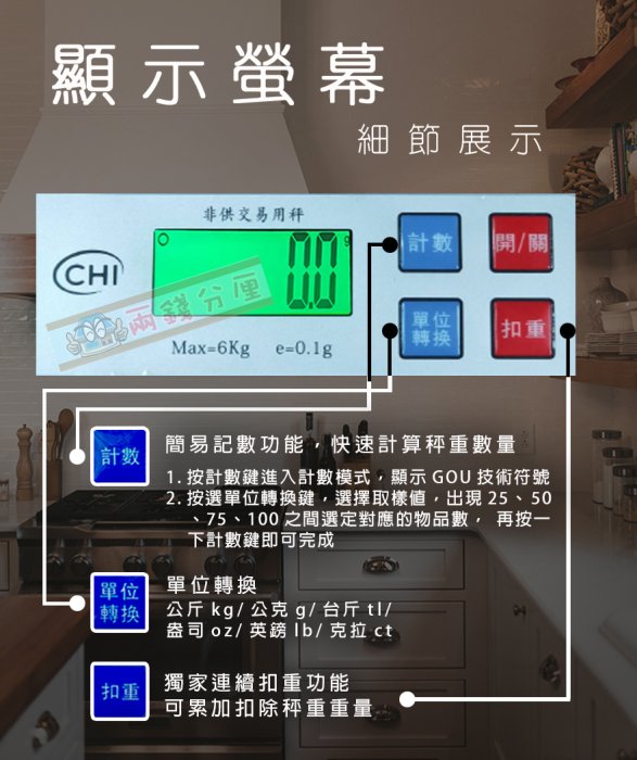 【兩錢分厘磅秤專賣】熱銷 繁體中文 高秤量/精度 磅秤 電子秤/廚房秤/烘焙秤/料理秤/台兩，插電/電池2用