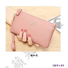 &蘋果之家&現貨-流行時尚-韓版-真皮拉鍊手拿包-可放6吋以下手機喔!-粉紅色