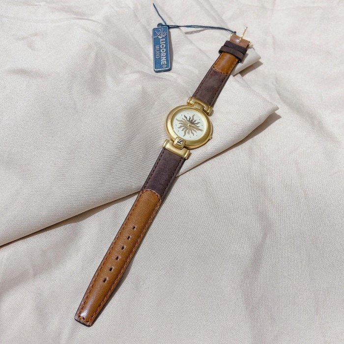 LICORNE 力抗 女錶手錶 太陽神褐皮帶指針女錶 圓框女錶