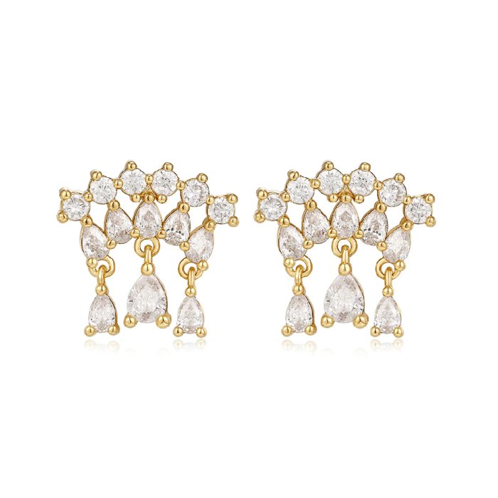 LUV AJ 好萊塢潮牌 圓鑽X水滴鑽 金色扇形耳環 COLETTE SHAKER STUDS