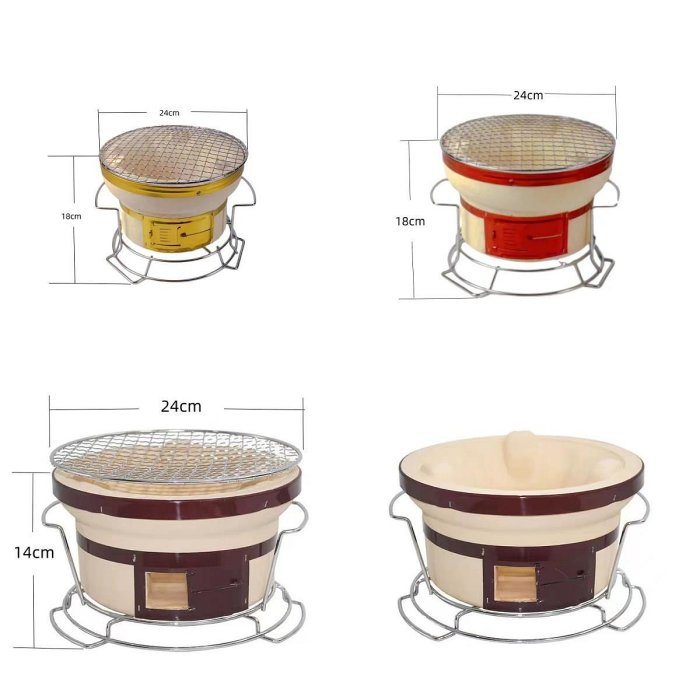 【現貨】日式燒烤炭爐日式陶土爐戶外燒烤桌上出口日本圓鐵架烤肉爐
