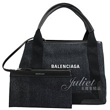 【茱麗葉精品】【全新精品 】BALENCIAGA 巴黎世家339933 NAVY系列單寧皮飾邊手提子母包.深藍 大 預購