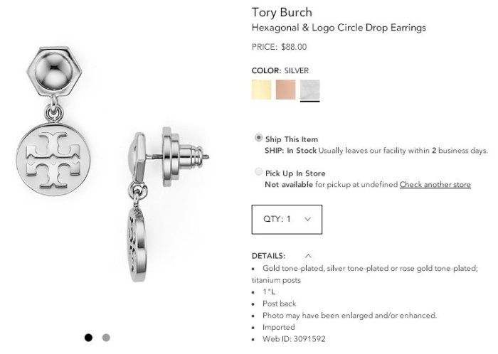 【全新正貨私家珍藏】TORY BURCH Hexagonal&Logo Earrings 耳環 ((3色))~