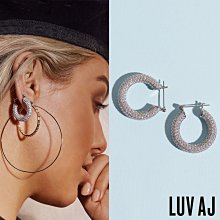 LUV AJ 好萊塢潮牌 銀色鑲鑽 小寬版圓耳環 PAVE BABY AMALFI HOOPS