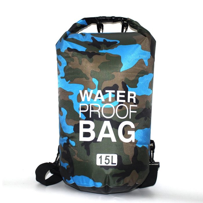 戶外用品迷彩單肩手提防水包袋15L溯溪包漂流袋防水桶包P131