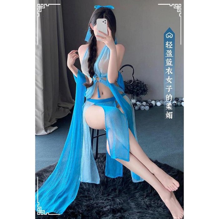 1390 青蛇角色服 仙女飄逸古風裙 古典舞性感漢服仙女衫 雪紡舞蹈服舞台劇服 夜店表演cosplay女裝 情趣內衣-惠誠小屋