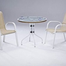 [家事達] 台灣OA-526-1/2 休閒玻璃圓桌+鋁合金中背休閒椅組 餐桌椅組 特價