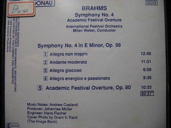 BRAHMS - 布拉姆斯 - 四號交響曲 - 1989年版 - 保存如新 - 201元起標  R917