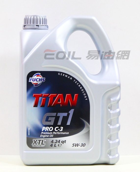 【易油網】【缺貨】FUCHS 5W30 TITAN GT1 PRO C3 5w-30 4L 柴汽油機油