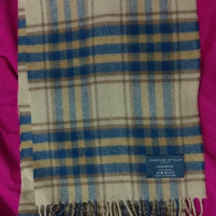 近新（男女均用）蘇格蘭製造 JOHNSTONS OF ELGIN 100% Cashmere 喀什米爾經典花呢格紋圍巾 Burberry THOM BROWNE