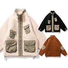 ∵ PRAY FOR FASHION ∴日系城市機能山形工裝立領戶外型多口袋羊羔絨外套保暖輕便鋪棉夾克