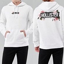 HCO Hollister 海鷗 車繡貼布 花朵 帽T 墮肩設計 連帽上衣 白色