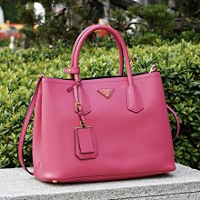 Prada BN2775 Saffiano Cuir Double Bag 雙提把肩背包 Peonia 桃紅 現貨