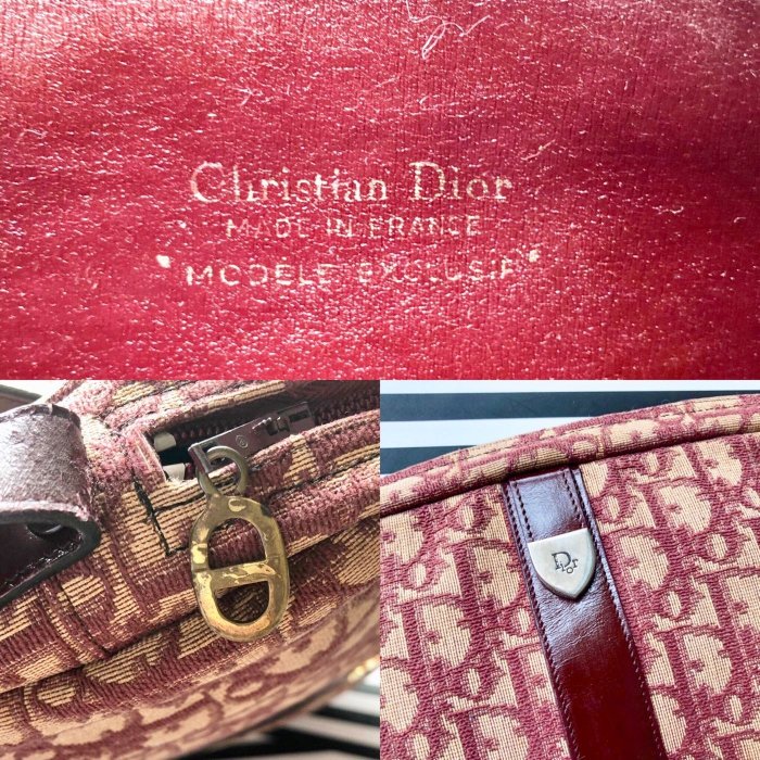 售罄mescolare二手精品正品Dior vintage經典提花Logo古董包monogram紅系老花包肩背包不議價