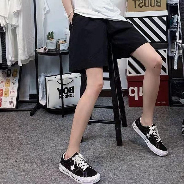 【歡迎光臨】 黑色五分休閒運動短褲女學生夏季新款韓版寬鬆高腰顯瘦百搭闊腿褲