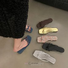 EmmaShop艾購物-韓國同步上新-法式線綁夾腳平底拖鞋/涼拖
