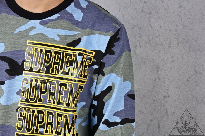 HYDRA】Supreme Stacked L/S Top 字體長袖長TEE 黑藍迷彩【SUP183