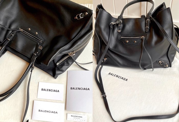 已售出 國際精品Balenciaga真品 巴黎世家 Zip Papier 經典黑中型拉鍊銀扣機車包 手提包