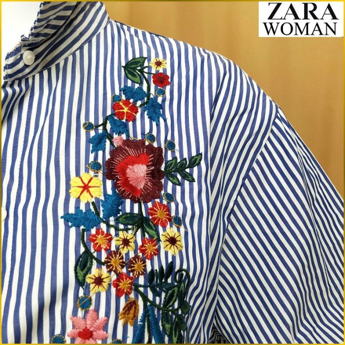 日本帯回 長版薄外套 ZARA 新品 刺繡 襯衫 寬鬆罩衫外套 條紋襯衫 ZARA 女裝 長罩衫 薄外套 A2F23Z