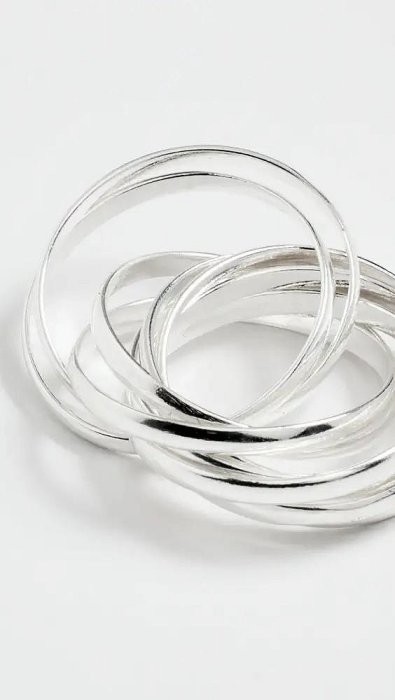 SHASHI 紐約品牌 Super Vera 薇拉銀色九環戒 優雅百搭銀色戒指