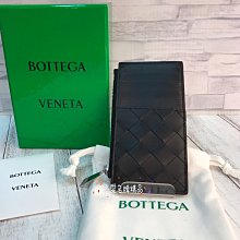 《真愛名牌精品》Bottega Veneta 591379 黑中格編織 一字拉卡片零錢包*全新品*代購*