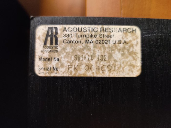 美國製 AR Acoustic Research Spirit 132 書架喇叭少見 8吋低音