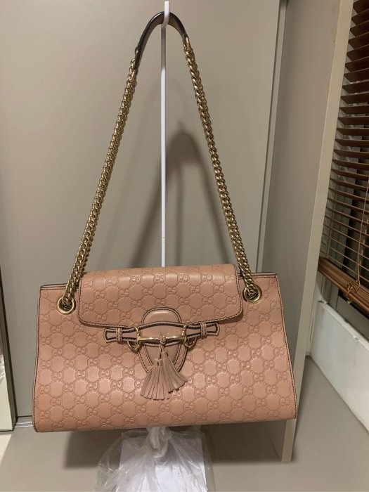 GUCCI emily guccissima shoulder 全皮壓紋logo 肩背包 鍊帶包 手提包 斜背包 近全新