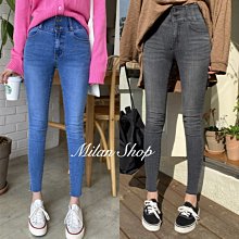 ☆Milan Shop☆網路最低價 正韓Korea推薦款 超瘦包小腹雙釦彈性腰中高腰九分窄管褲2色$950(含運)現貨