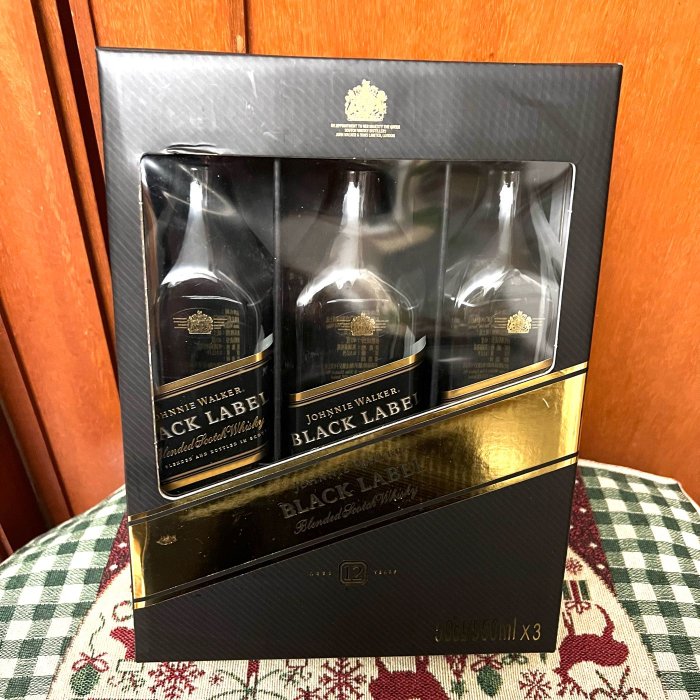 Johnnie Walker Black Label 約翰走路黑牌 威士忌空酒瓶/多用途玻璃空瓶/空洋酒瓶/酒瓶/水瓶（3入）