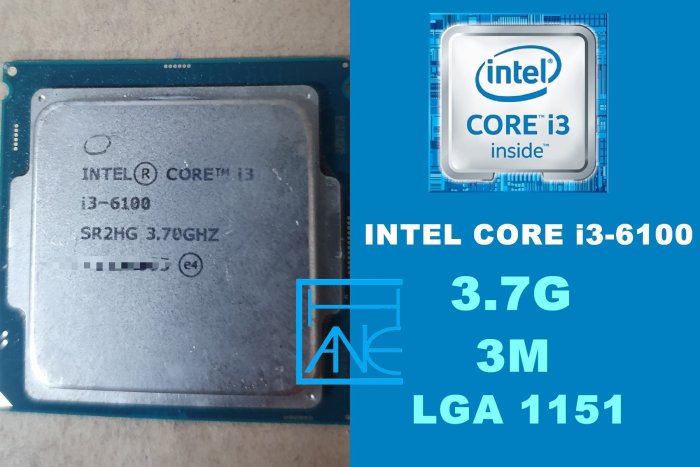 大胖電腦】Intel i3-6100 7100 CPU/1151/2C4T/3M/保固30天/直購價400元