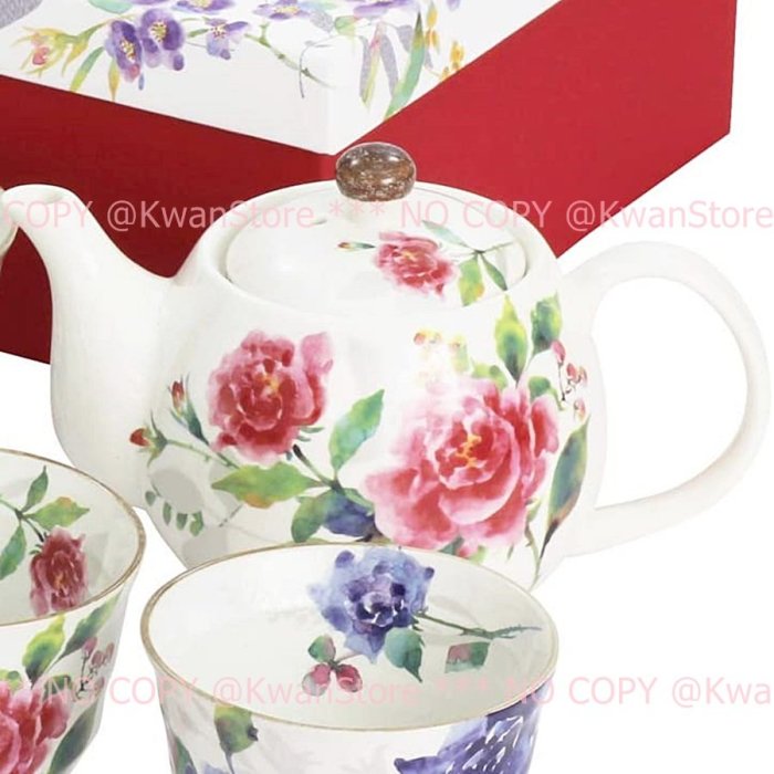 日本製 美濃燒 和藍 薔薇吉祥茶具組 茶壺茶杯組 泡茶壺 日式茶杯組 下午茶茶杯組~送禮自用都合適喔 #S-3888