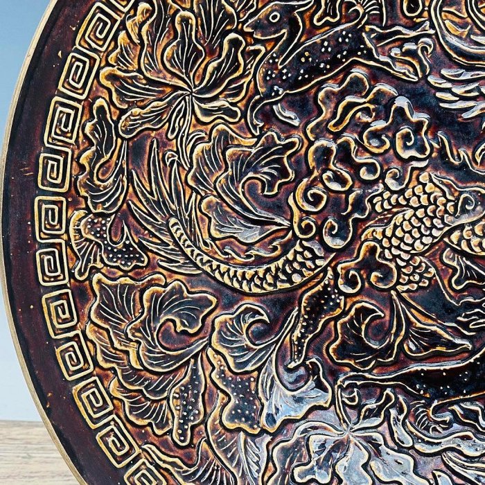 古董瓷器 定瓷龍紋碗，高7cm，直徑34cm，編號201023150300-9412
