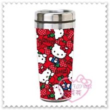 ♥小花花日本精品♥Hello Kitty 保溫杯保冷杯蘋果點點坐姿蝴蝶結滿版圖紅色450ml 11218203