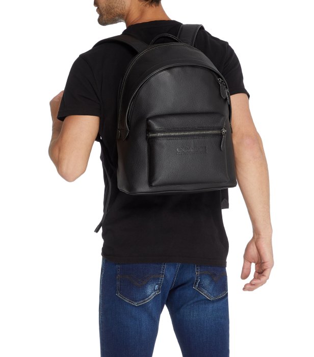 【包你喜歡代購】COACH代購 2286 後背包 荔枝紋背包 牛皮男生雙拉鏈雙包 大容量書包  休閒時尚