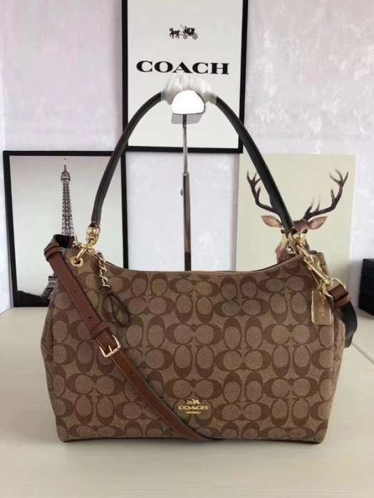 全新COACH 28967 美國正品最新款 月亮包PVC拼皮 單肩斜跨提手包 超低直購