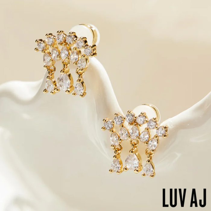 LUV AJ 好萊塢潮牌 圓鑽X水滴鑽 金色扇形耳環 COLETTE SHAKER STUDS