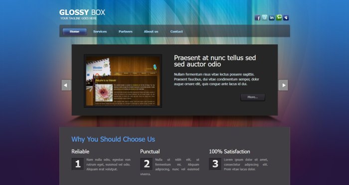 Glossy Box 響應式網頁模板、HTML5+CSS3、網頁特效  #10211
