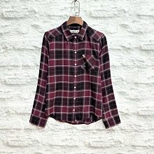 Maple麋鹿小舖 abercrombie&fitch ＊ a&f 女孩款暗紫紅色格紋長袖襯衫＊( 現貨11/12號 )