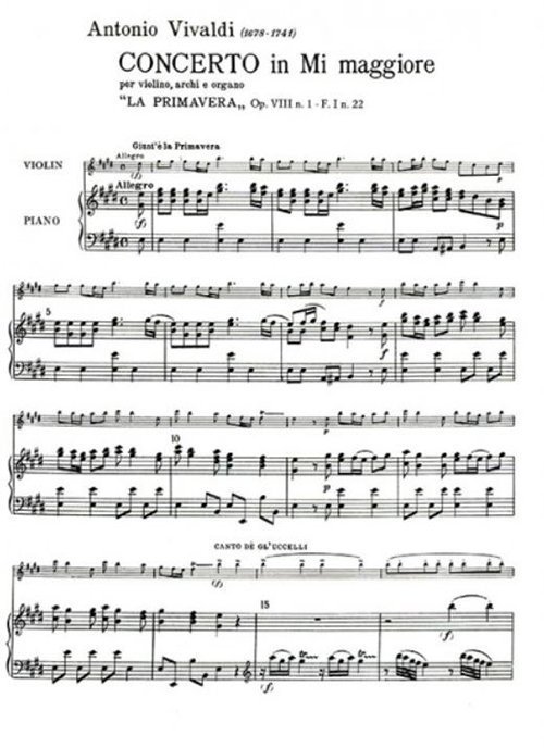 【民揚樂器】韋瓦第四季 韋發第四季協奏曲 春夏 Vivaldi Concerto OP8 小提琴獨奏 鋼琴伴奏譜