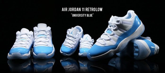 沁涼消暑，短褲穿搭首選！NIKE AIR JORDAN 11 LOW UNC 北卡藍配色528895-106