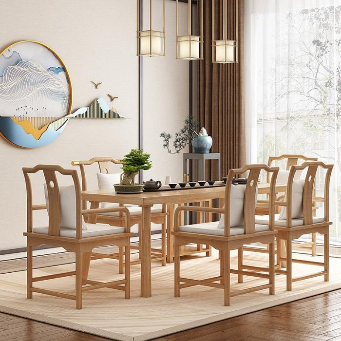 新中式實木茶桌椅組合原木禪意茶館泡茶桌家用客廳功夫茶臺茶幾桌