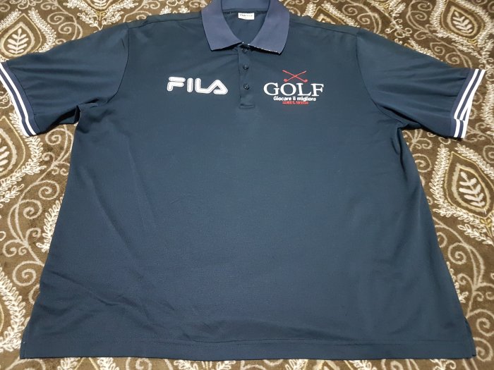 (M348)  FILA GOLF 短袖吸排透氣POLO衫  深藍色  2XL