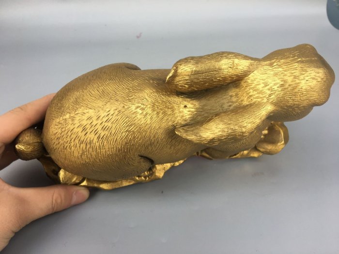 【熱賣精選】黃銅生肖兔擺件 人生如意 聰明機智 銅工藝品擺件