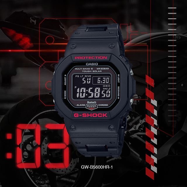 【金台鐘錶】CASIO卡西歐G-SHOCK 藍牙連線功能 世界六局標準電波 太陽能 GW-B5600HR-1