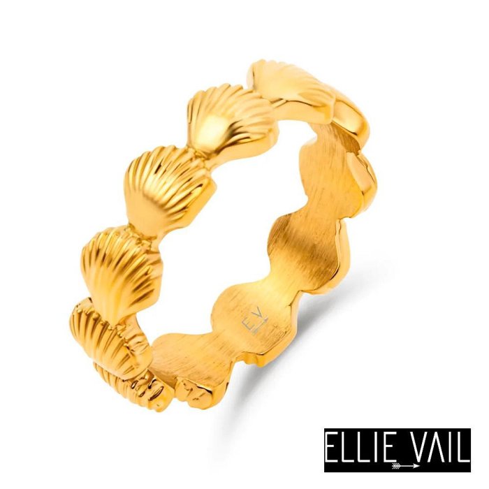 ELLIE VAIL 邁阿密防水珠寶 金色貝殼戒指 立體全鑲設計 Libby Shell