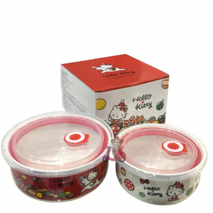 {阿猴達可達生活館} 漢神百貨限定 Hello kitty 甜蜜聖誕保鮮碗(一組2入盒裝) 全新特價200元 授權款