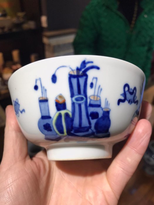 新 日本回流瓷器古董青花手繪碗鬥彩碗彩繪碗，髮色漂亮，瓷質細膩，